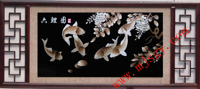 D034 六鯉圖 70*130CM(圖1)